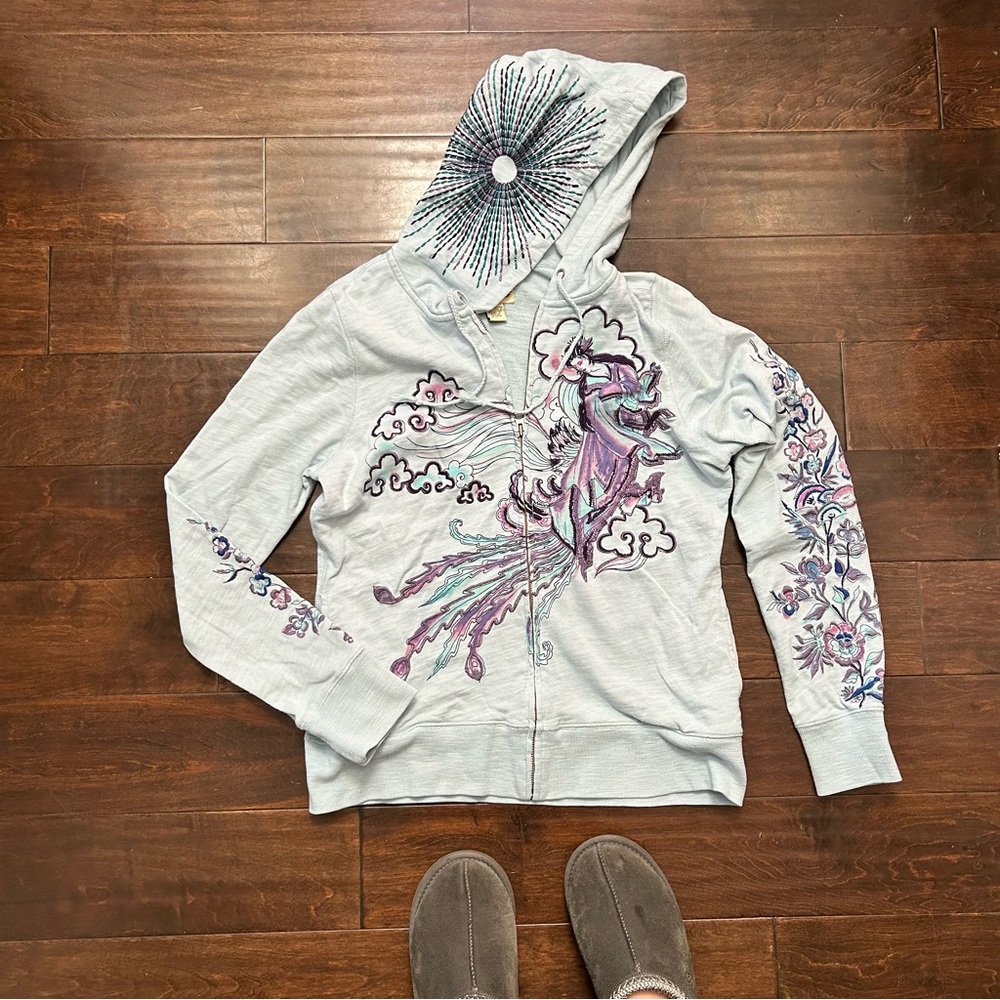 Blue vintage y2k graphic zip up
